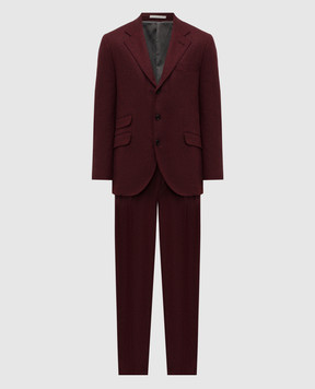 Brunello Cucinelli Burgundy wool and cashmere suit MV417LDWM