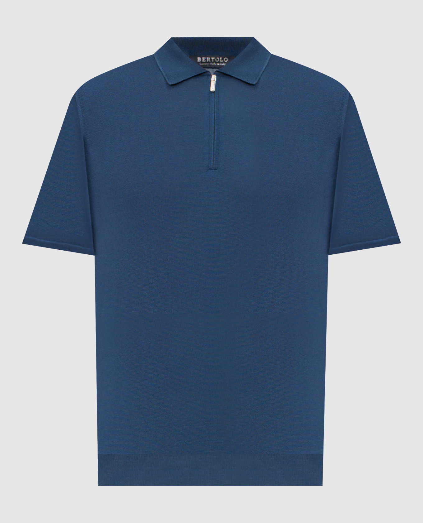 Blue silk polo shirt