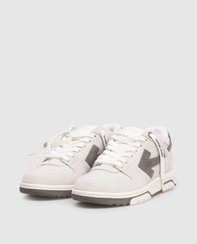 Off-White Out Of Office grey suede sneakers with logo OWIA259F25LEA005