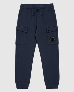 C.P. Company Kids' blue joggers with logo patch CNP00ZLCA761014
