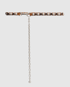 Etro Brown leather belt with crystals and rivets WP3B0087AB022