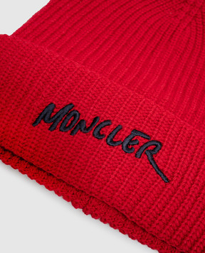 Moncler ENFANT Children's red hat made of wool and cashmere L29543B00016M4281