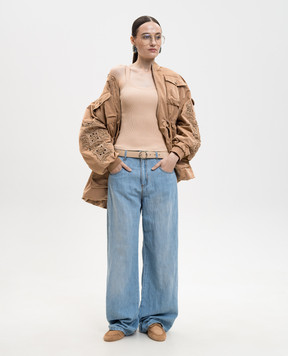 Ermanno Scervino Beige ribbed top D485L762HVT