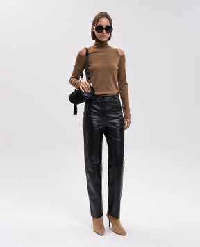 Allude Brown wool turtleneck with open shoulders 26564103