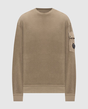 C.P. Company Khaki sweatshirt with logo patch MSS192A006614G