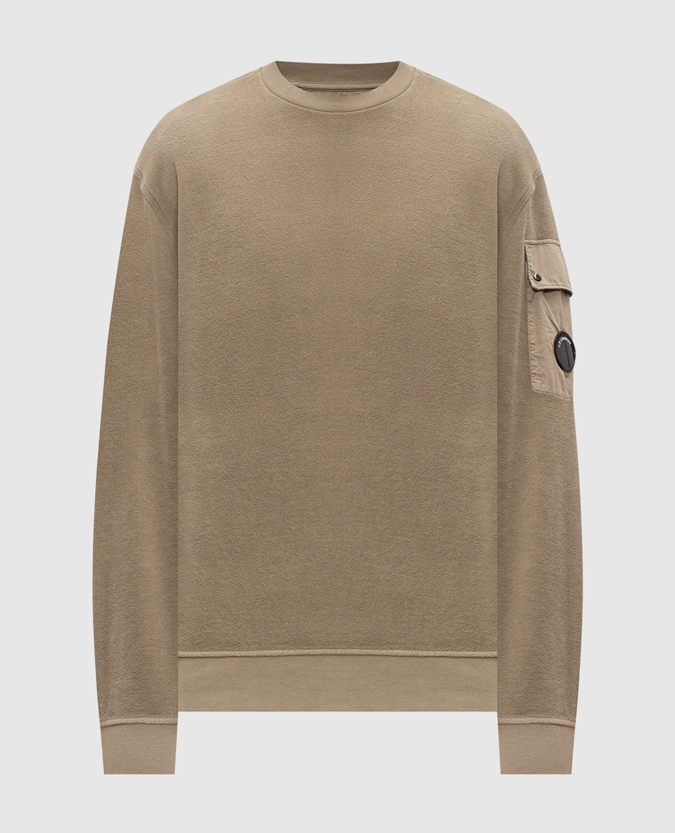Khaki sweatshirt with logo patch C.P. Company