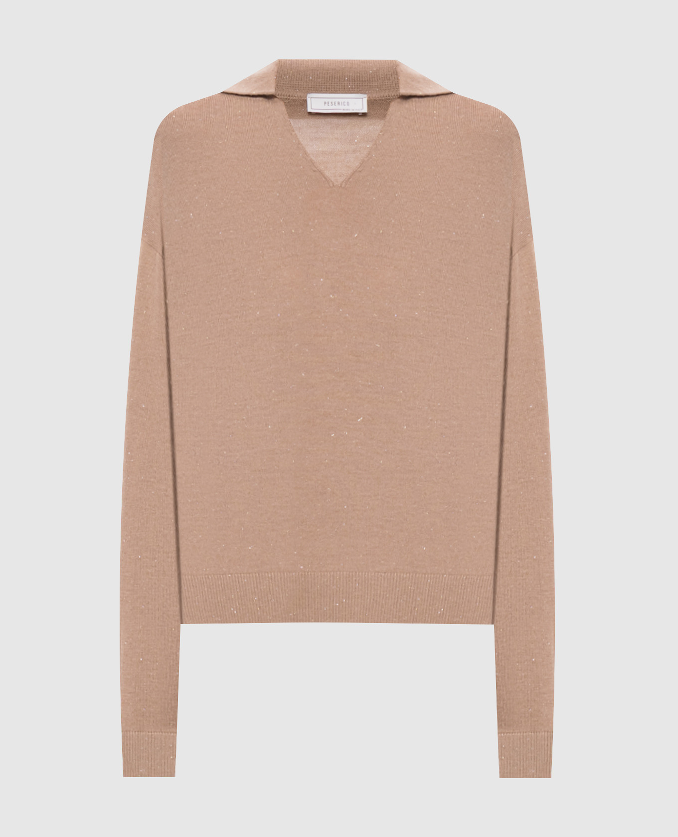 Beige wool pullover with lurex