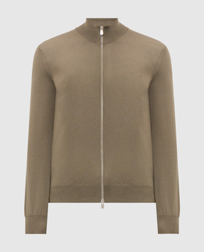 Brunello Cucinelli Brown wool and cashmere zip cardigan M2400106
