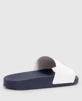 Moncler ENFANT Children's white flip-flops with textured logo L19544C00010M4225
