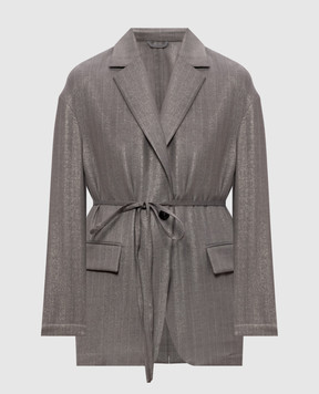 Brunello Cucinelli Gray wool jacket with lurex stripes MB1897405P