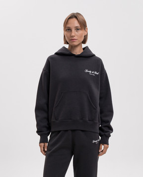 Sporty & Rich Black insulated hoodie with logo print ST09571329BA02