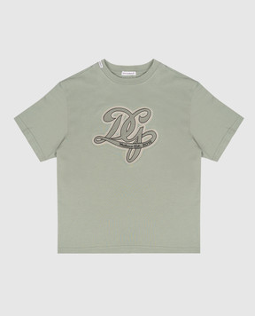Dolce&Gabbana Children's green T-shirt with monogram L4JTHVG7PRR812+