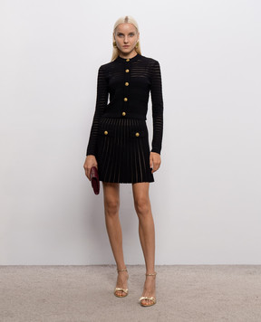 Balmain Black skirt with woven stripe pattern HF1LBB53KK10