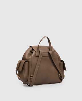 Brunello Cucinelli Brown leather backpack with logo print MBDKB2841