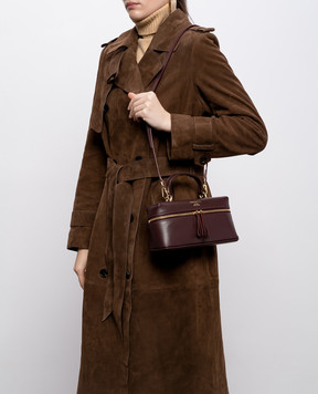 Christian Villa Burgundy leather bag with logo print 06301