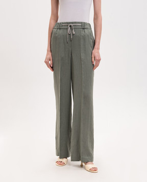 Peserico Green linen pants P0423402647