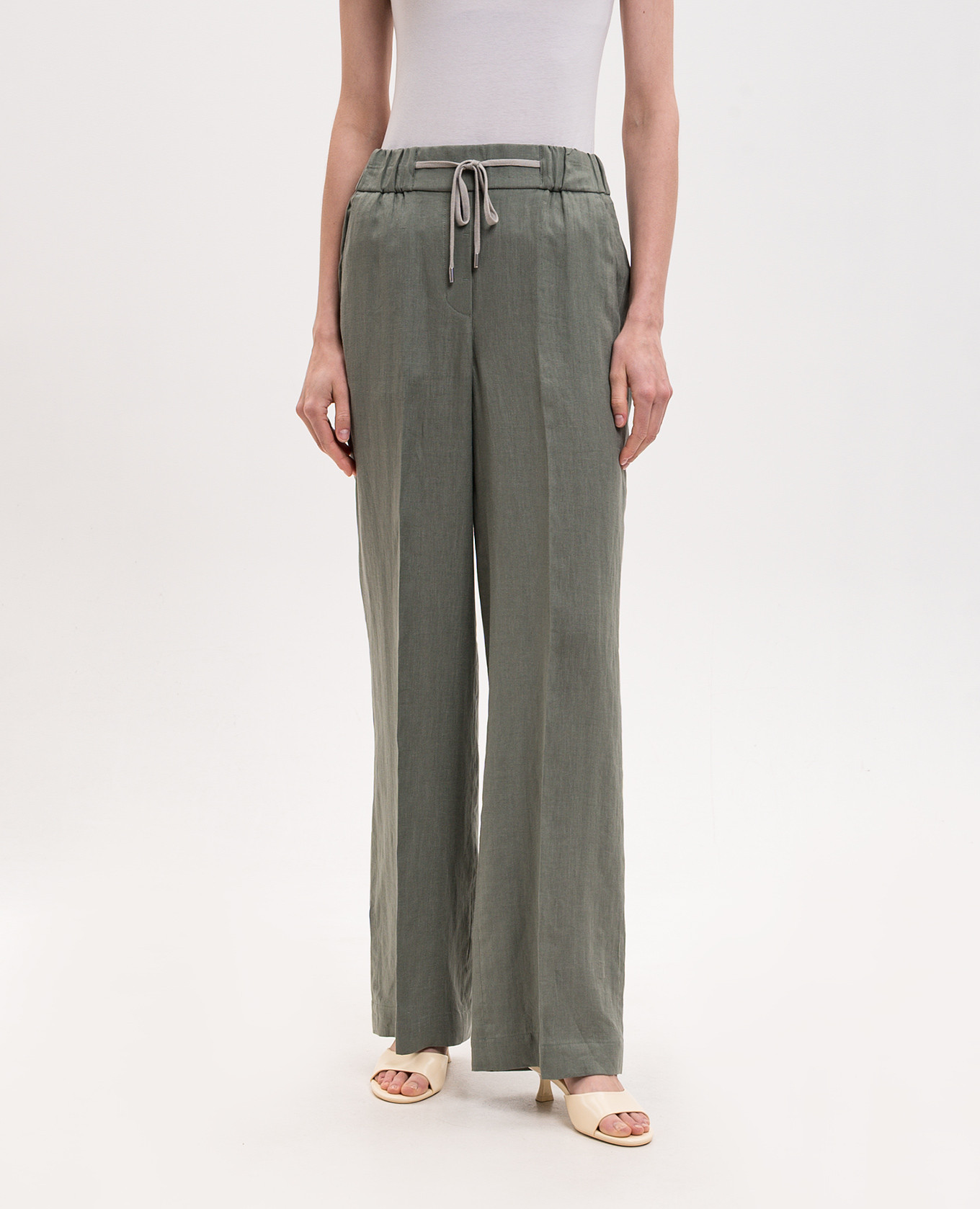 Green linen pants Peserico 3