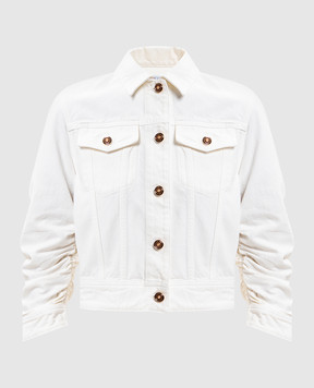 Gabriela Hearst Adira white denim jacket with drape 3265088T130