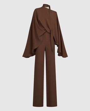 Taller Marmo Brooks brown one-shoulder jumpsuit PF2606