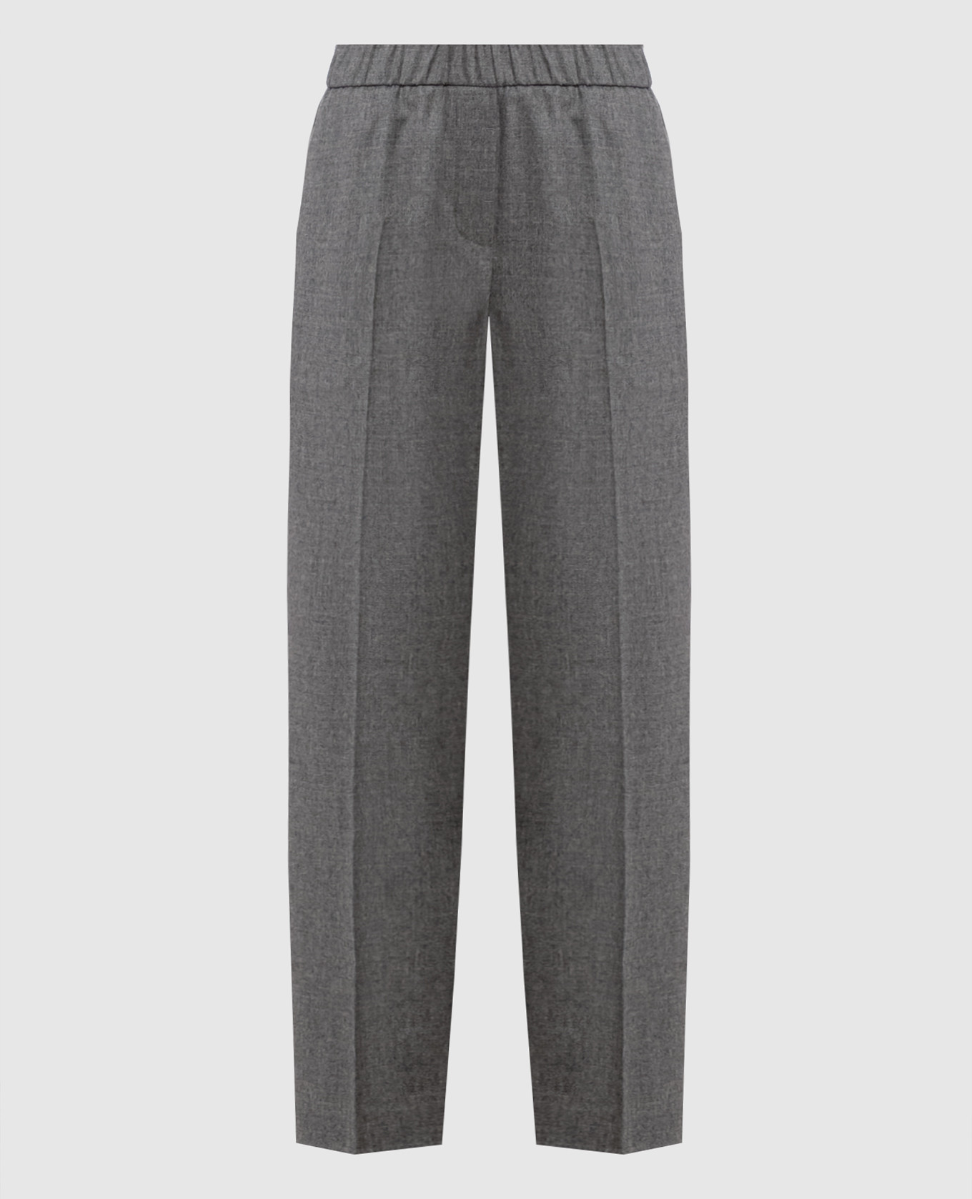 Gray wool pants with monil chain