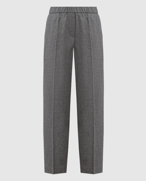 Peserico Gray wool pants with monil chain A0457203358
