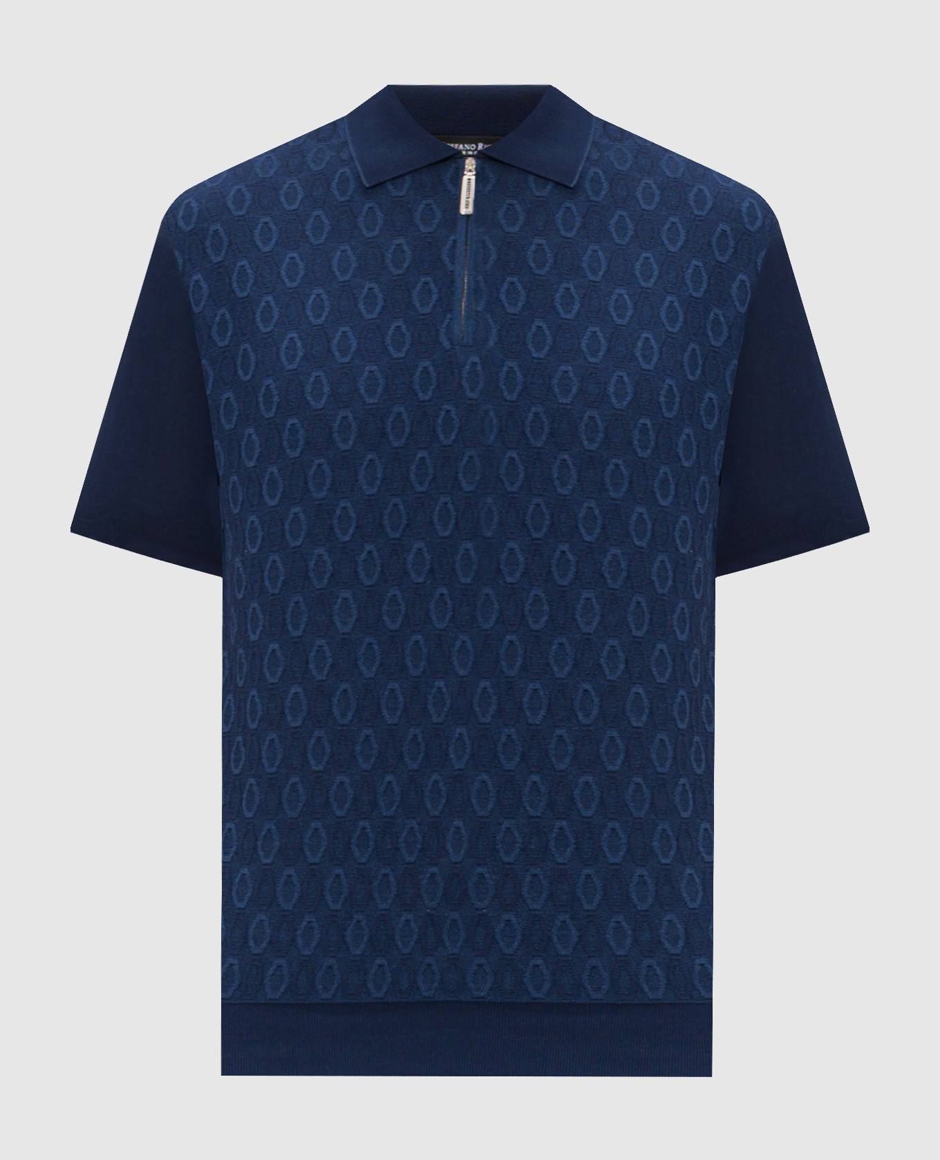 Blue polo shirt with pattern