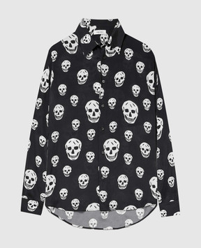 Alexander McQueen Black shirt with branded Skull print 847303QRACU