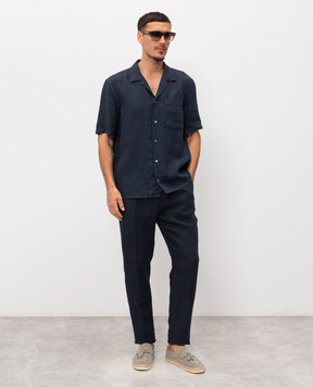 Peserico Blue linen short-sleeved shirt R56049T002494