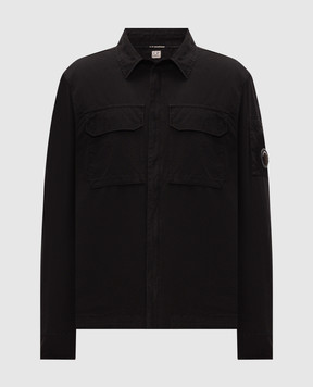 C.P. Company Black zip-up shirt with patch MOS752A110143G