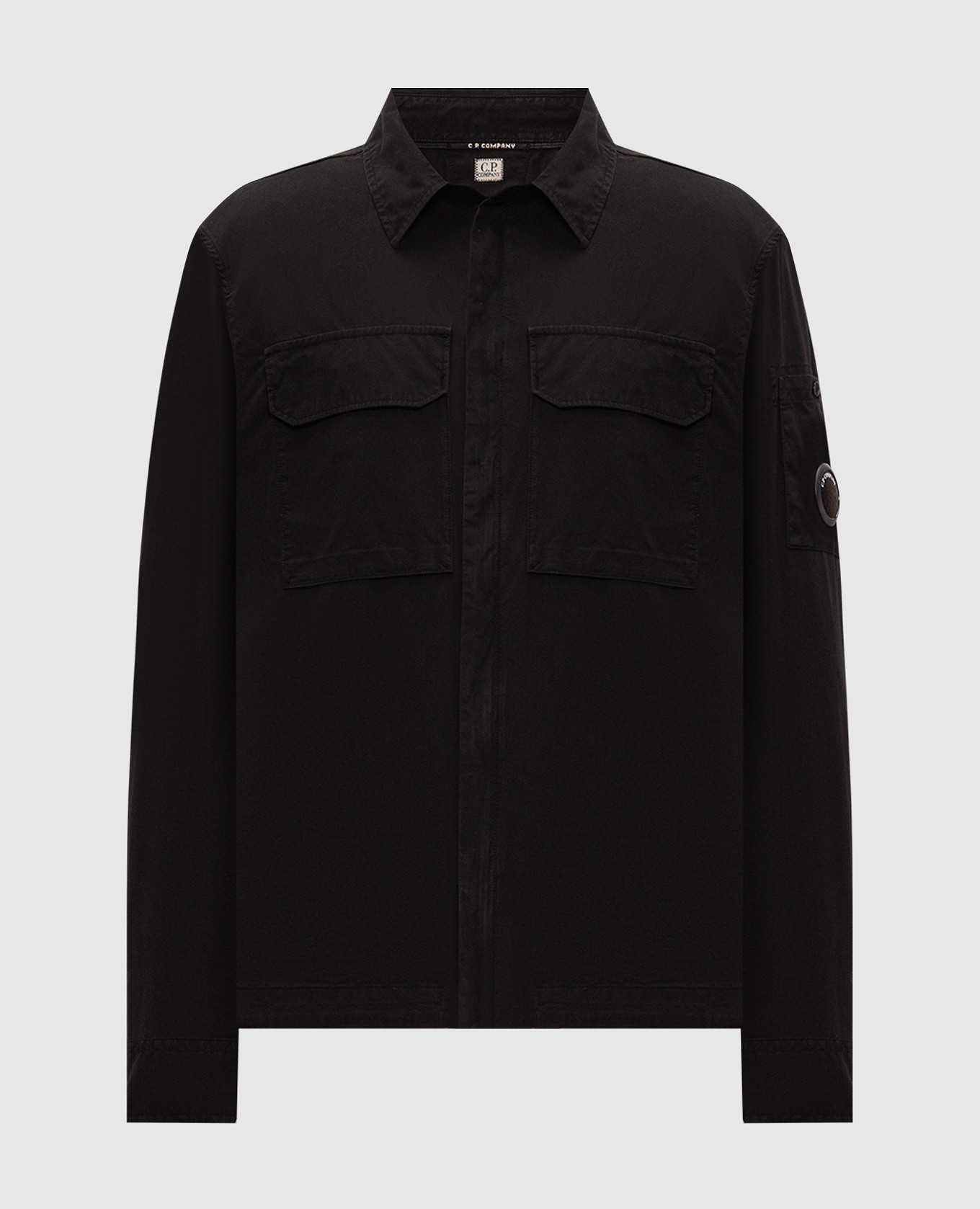 Black zip-up shirt with patch