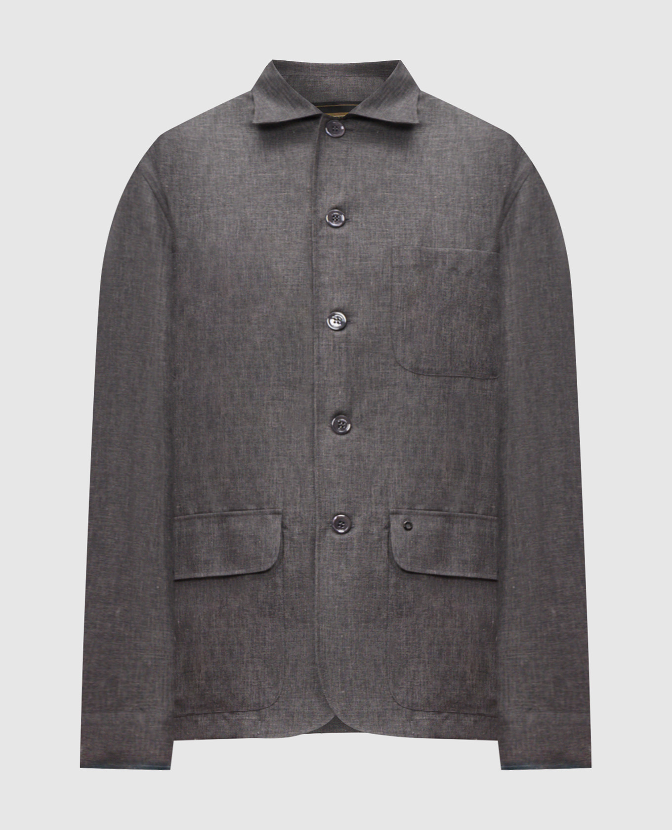 Gray linen, wool and silk shirt