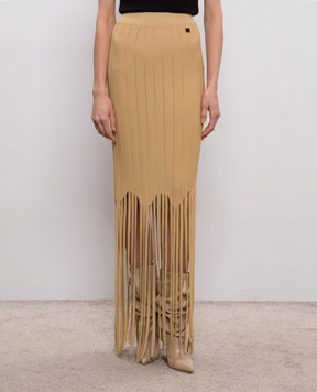 Balmain Beige skirt with fringe GF0LC233KJ63