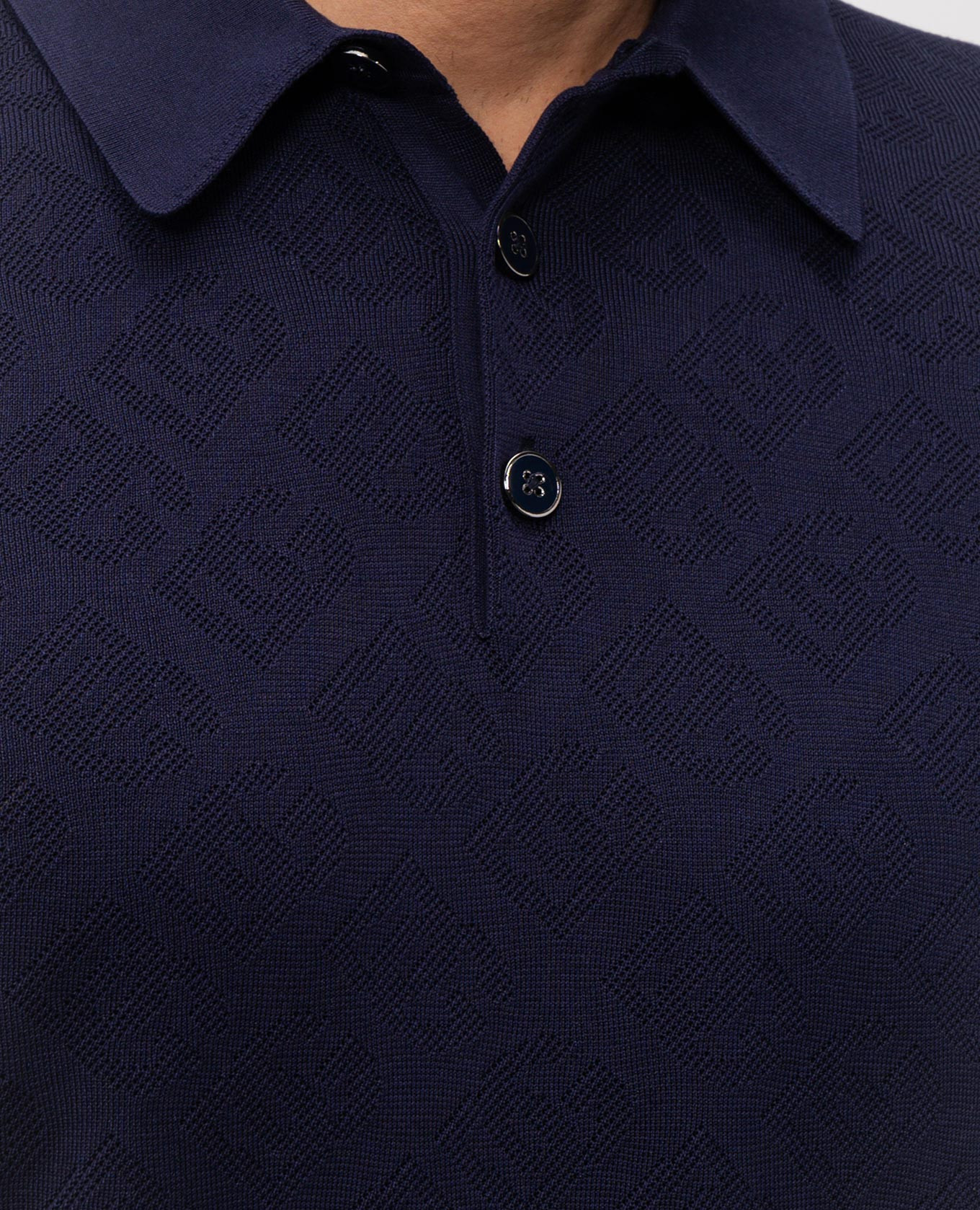 Blue silk polo shirt with woven DG logo pattern Dolce&Gabbana 5
