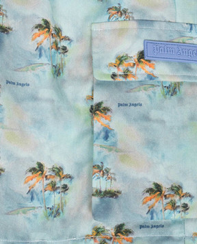 Palm Angels Children's blue printed cargo shorts PBCS002S26FAB001