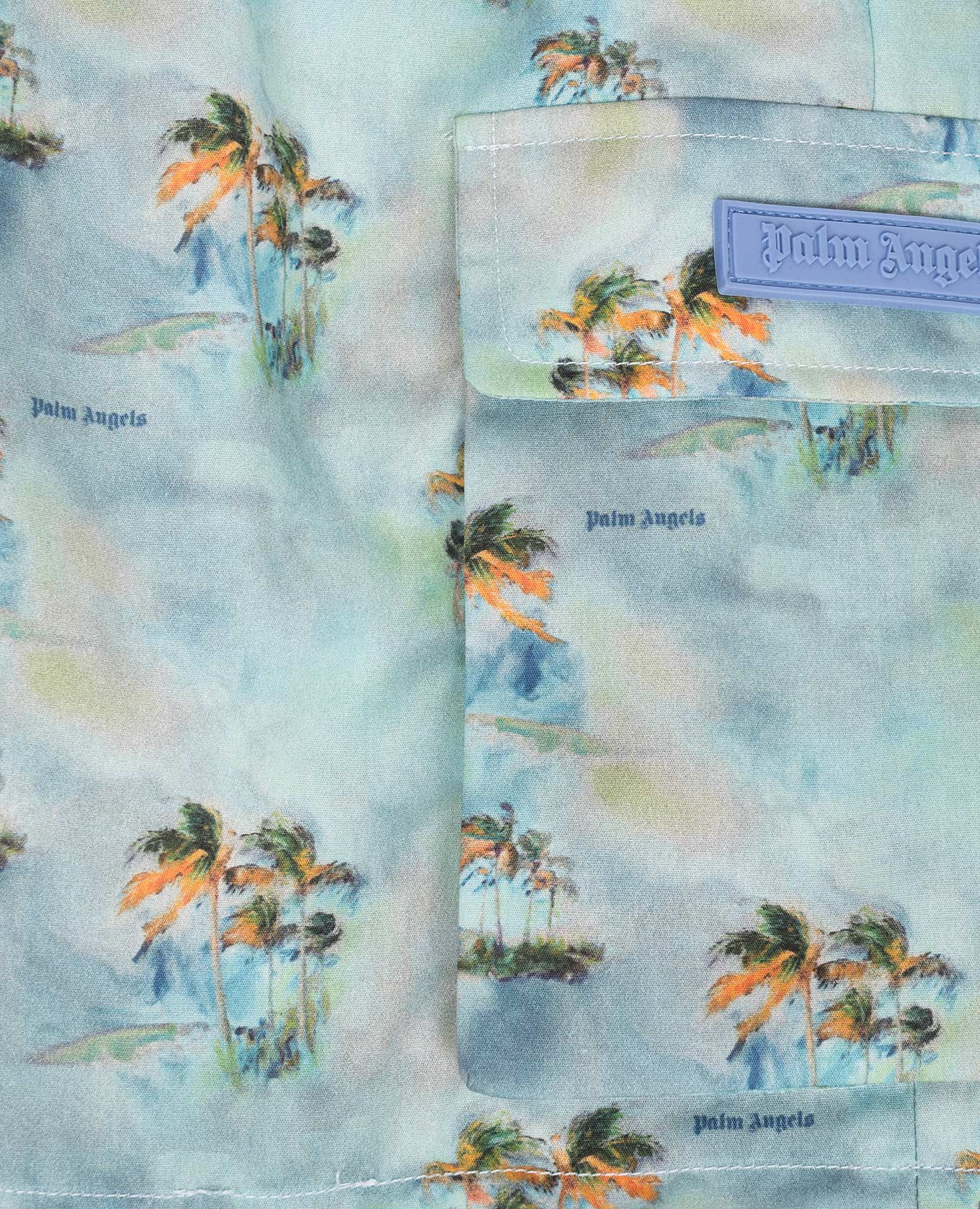 Children's blue printed cargo shorts Palm Angels 3