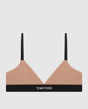 Tom Ford Beige bralette with contrasting logo BRJ009JEX011