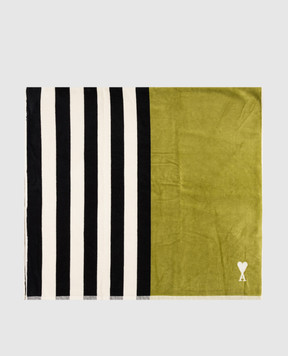 Ami Paris Green towel with emblem pattern UTW003AK0015