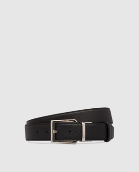 Serapian Black leather reversible belt with logo SREVLMBE705135PBG9