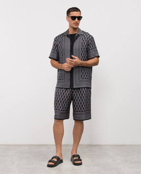 Versace Black silk shirt with V Greca print 10227401A16785