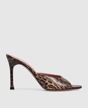 Amina Muaddi Alexa Brown Leather Mules 16S365859ALE