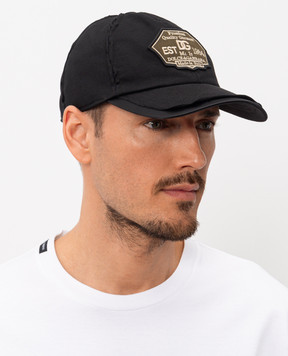 Dolce&Gabbana Black cap with branded patch GH939ZGK097
