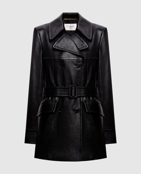 Saint Laurent Black leather double-breasted jacket 876892YCQT2