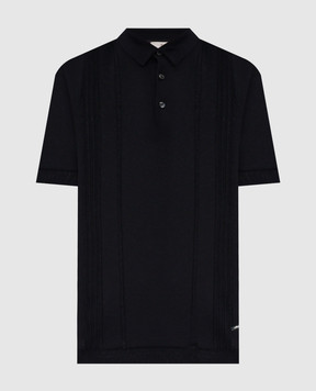 Enrico Mandelli Navy blue polo with silk 3K005A5645