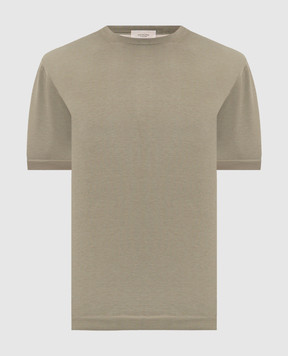 Agnona Khaki T-shirt with silk KT11U150Q1812