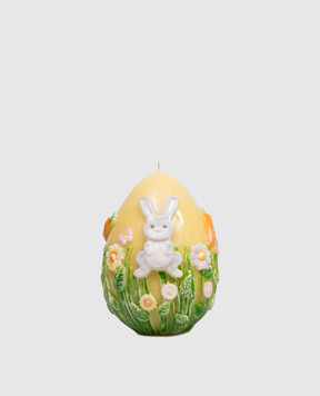 Cereria Introna Yellow egg-shaped candle with a rabbit 2251