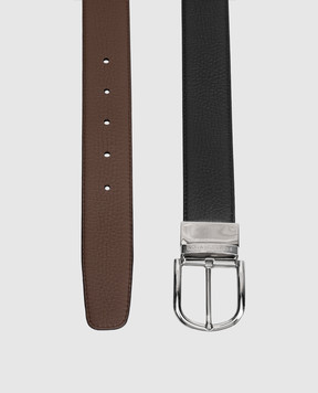 Brett Johnson Leather reversible belt with logo engraving FW26B2DENC