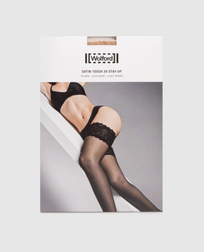 Wolford Beige stockings 20 den Satin touch with lace 21223