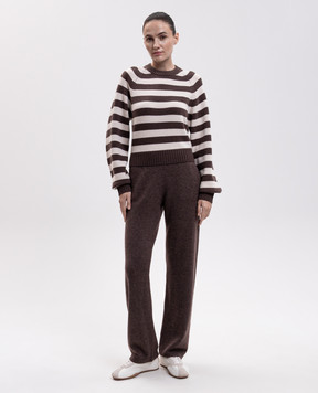 Sporty & Rich Julietta brown striped wool sweater WS10483000BR03