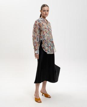 Khaite Black Demi midi skirt with silk 41724120