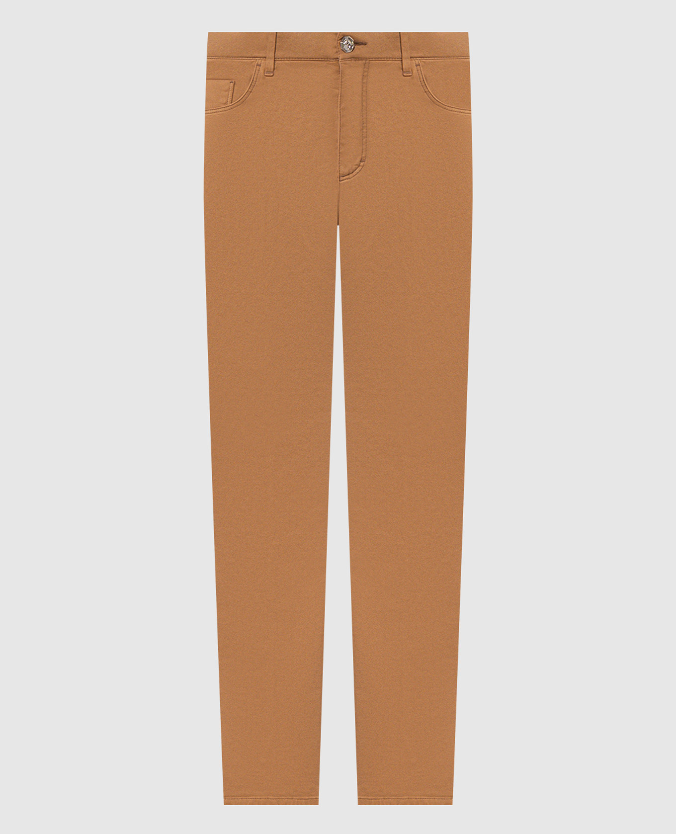 Brown pants with textured emblem